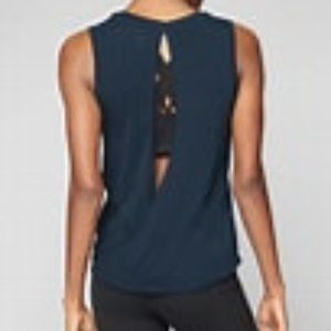 Athleta Essence Open Back Tank Top Blue Small with bra size medium